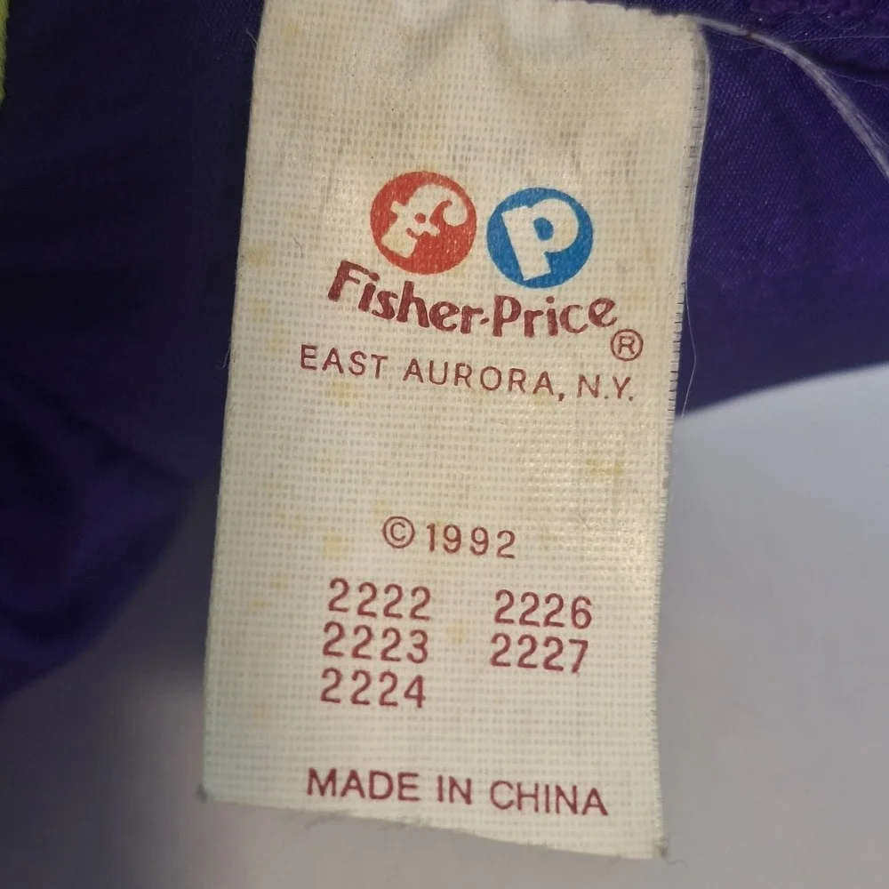 Vtg 1992 Purple Puffalump Fisher Price BabyDino Roar Pterodactyl Plush Parachute